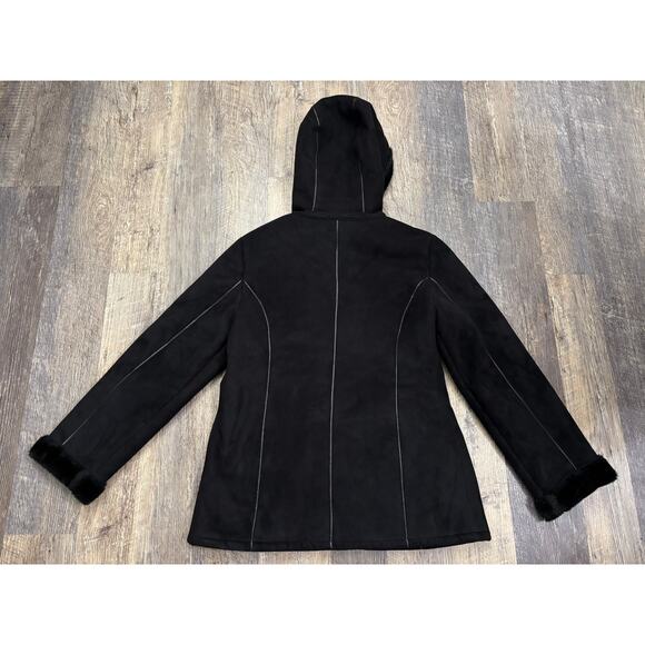Marvin Richards Black Faux Fur Lined Hooded Jacket Medium - Picture 5 of 5